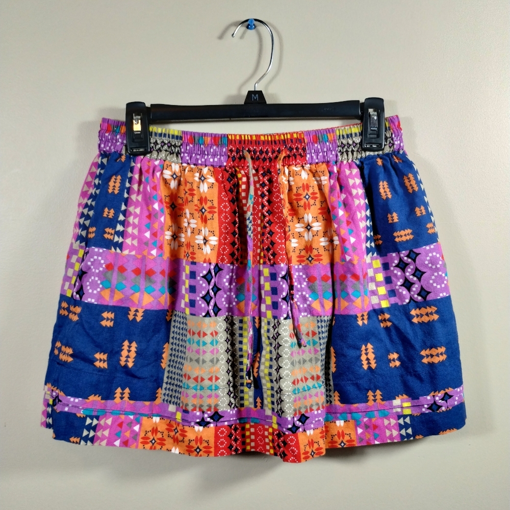 C & C California Boho Hippie Bohemian electric Waist casual mini Skirt - Picture 2 of 6